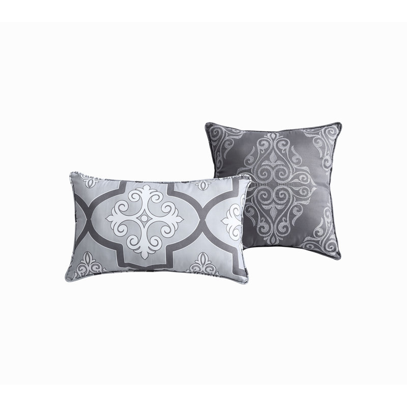 Ensemble d’édredon réversible, Gris, Édredon de très grande taille et 5 pièces suppl