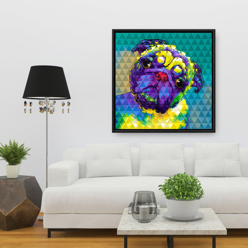 «Geometric Curious Pug» sur toile
