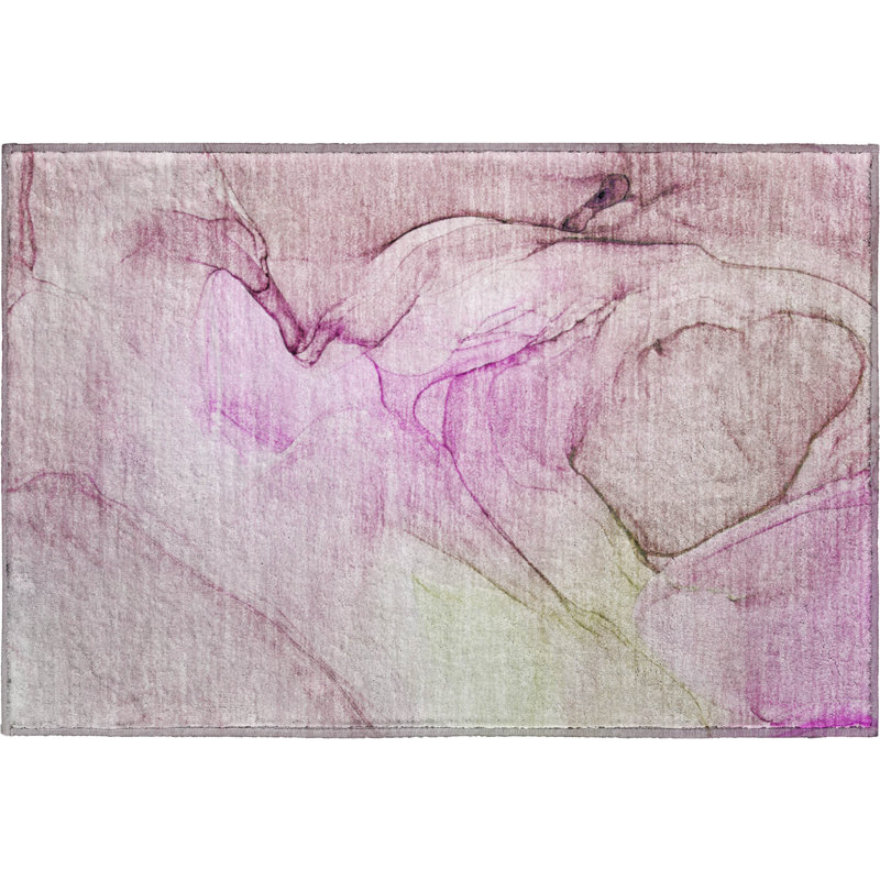 Premium Machine Washable Cerrito AMF502 Pink Rug, Rectangle 1'8" x 2'6"