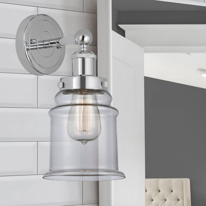 Applique murale à bras en acier 1 lumière Chepachet, Blanc mat, Nickel poli