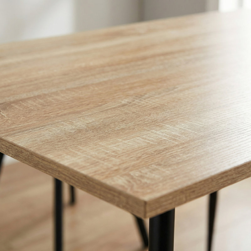 Bureau d'écriture 51,18 "grain de bois naturel avec pieds en métal noir pour bureau personnel