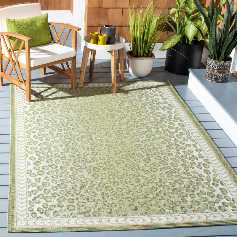 Monteiro Animal Print Green Indoor / Outdoor Area Indoor/Outdoor Area Rug, Rectangle 4' x 5'7"