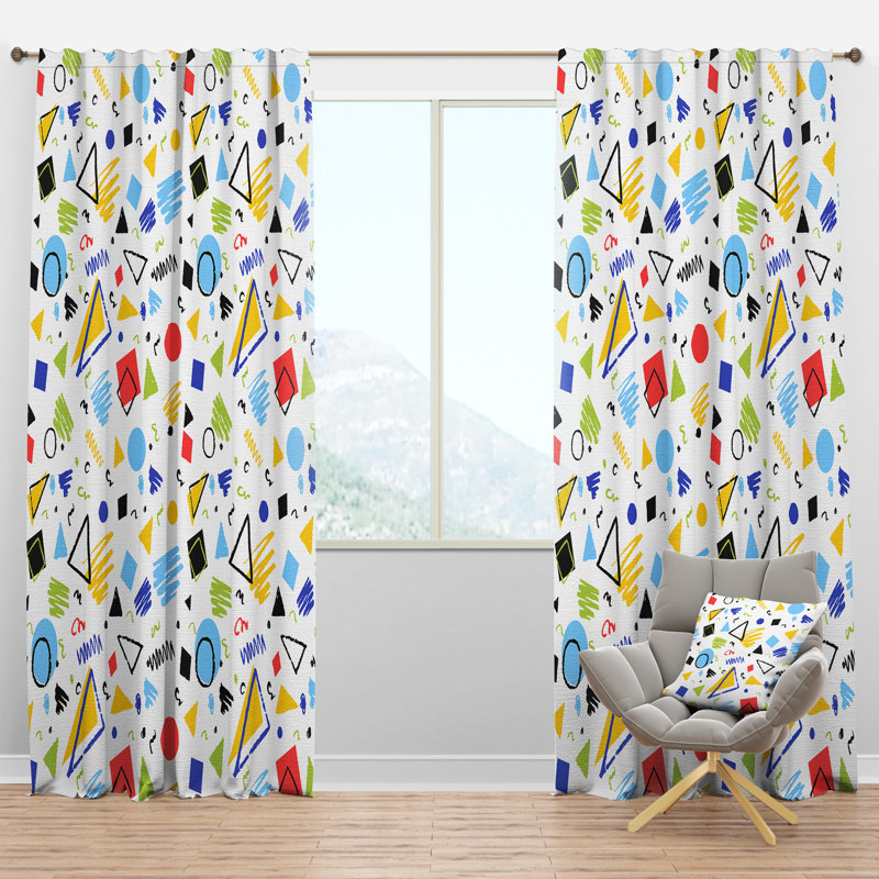 rideau art déco blanc et vert - Rideau simple avec passe-tringle, l 52 po x L 120 po