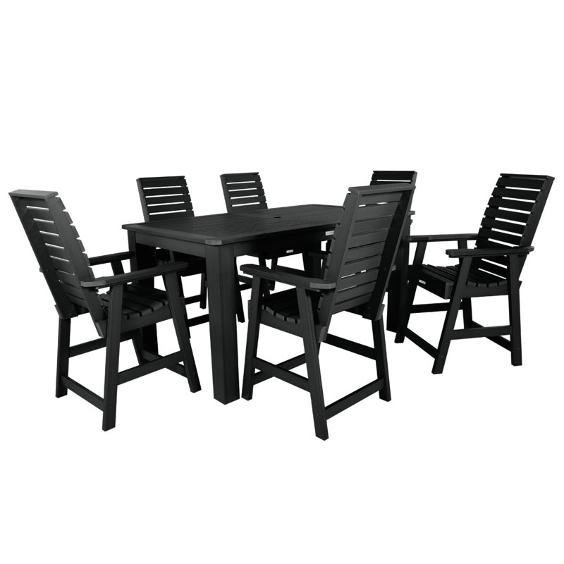 Ensemble de salle à manger rectangulaire pour 6 personnes Midwest, Noir, 36'' H x 42'' W x 72'' L