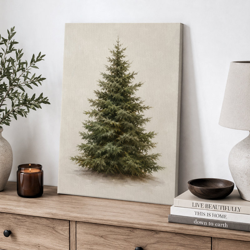 «Minimal Evergreen Tree», art d'entrée, impression sur toile encadrée, H 48 po x l 32 po x P 1,5 po, Toile tendue