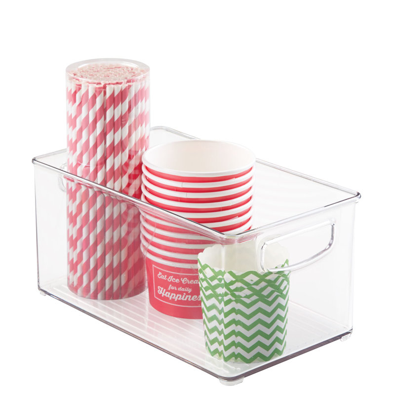 iDesign Linus 6-Piece Plastic Pantry and Kitchen Storage Bins with Handles, 10" x 6" x 5", Clear