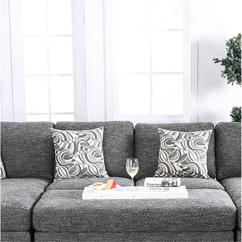 Ensemble de canapé modulaire 5 pièces en chenille gris