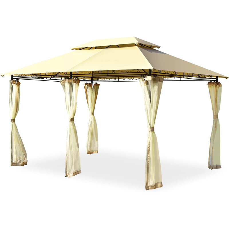 Aliyonna 3.6m x 2.6m Iron Patio Gazebo, Beige