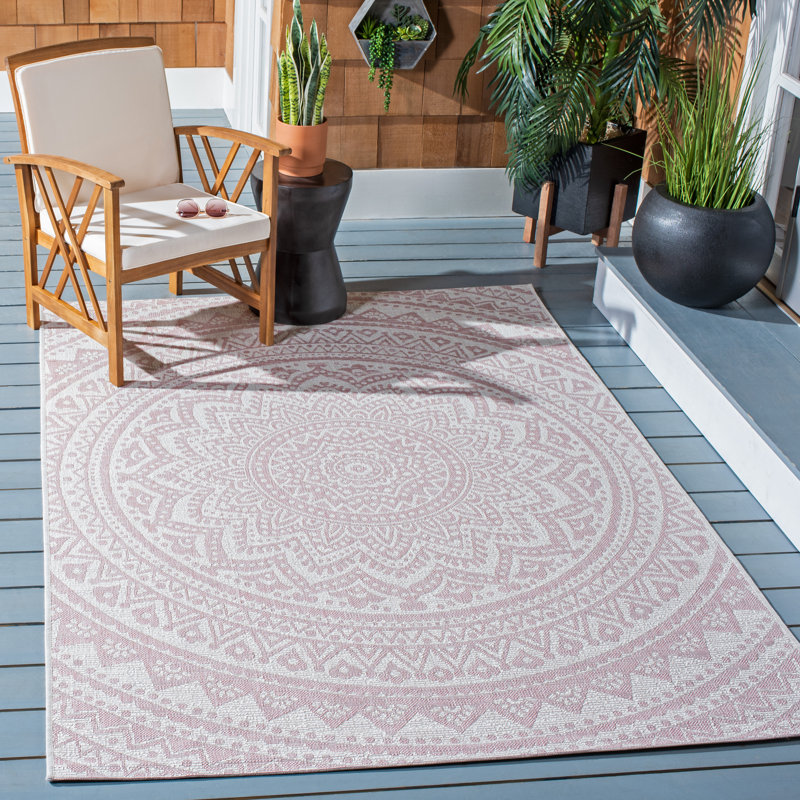 Tapis d'intérieur / extérieur à motif floral Courtyard Performance, Rectangle 8 pi x 10 pi