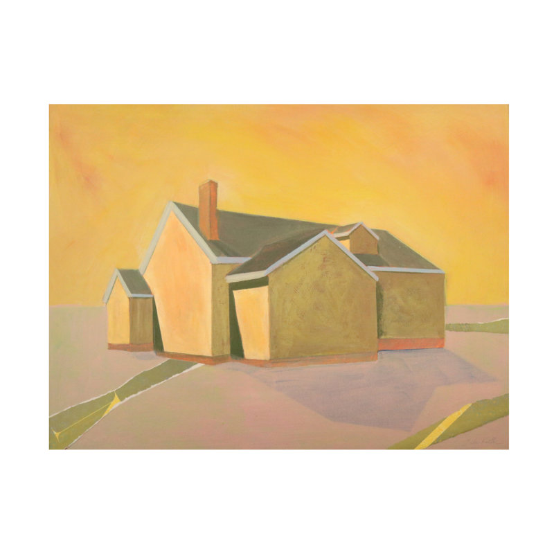 Art sur toile, maison jaune bolologien, H 14 po x l 19 po