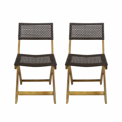 Set Of 2 Foldable Wicker Bistro Chair For Patio Or Backyard