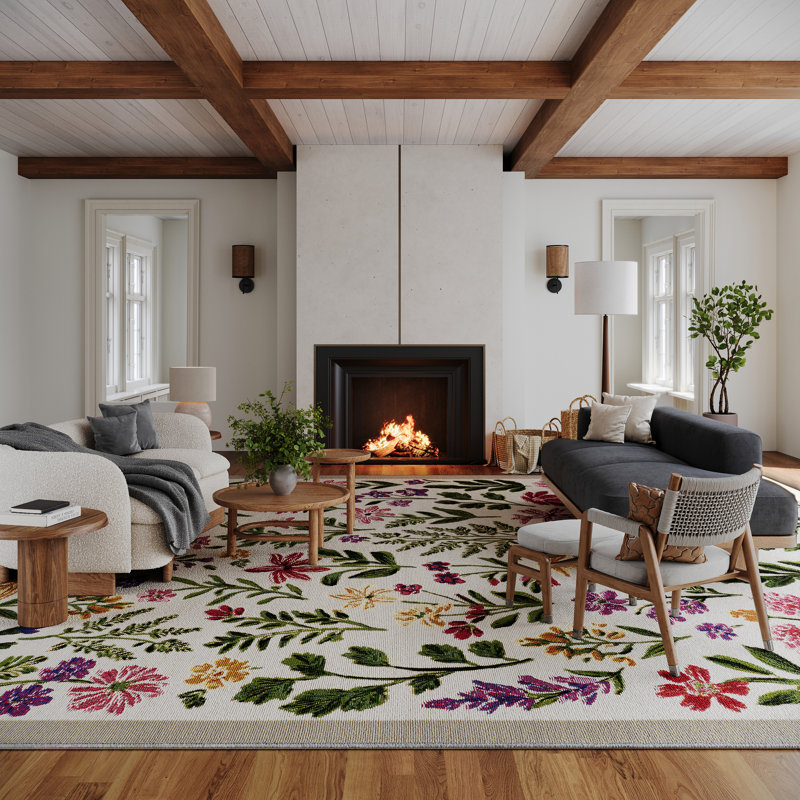 Duskan Floral Indoor/Outdoor Rug, Rectangle 10' x 14'