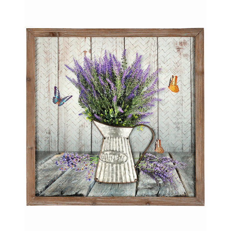 Wood and Bamboo Weave Lavender Frame 19.5x19