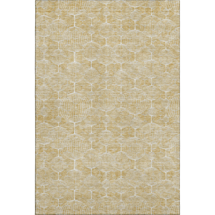 Premium Machine Washable Prisco Gold Rug