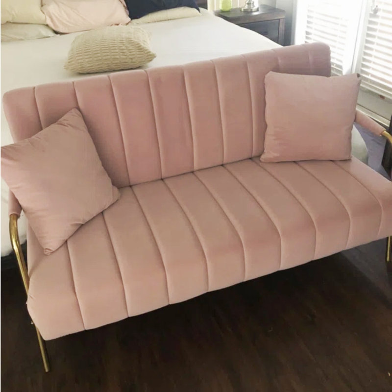 Kynnadi 62'' Velvet Futon And Mattress, Morandi Pink Velvet