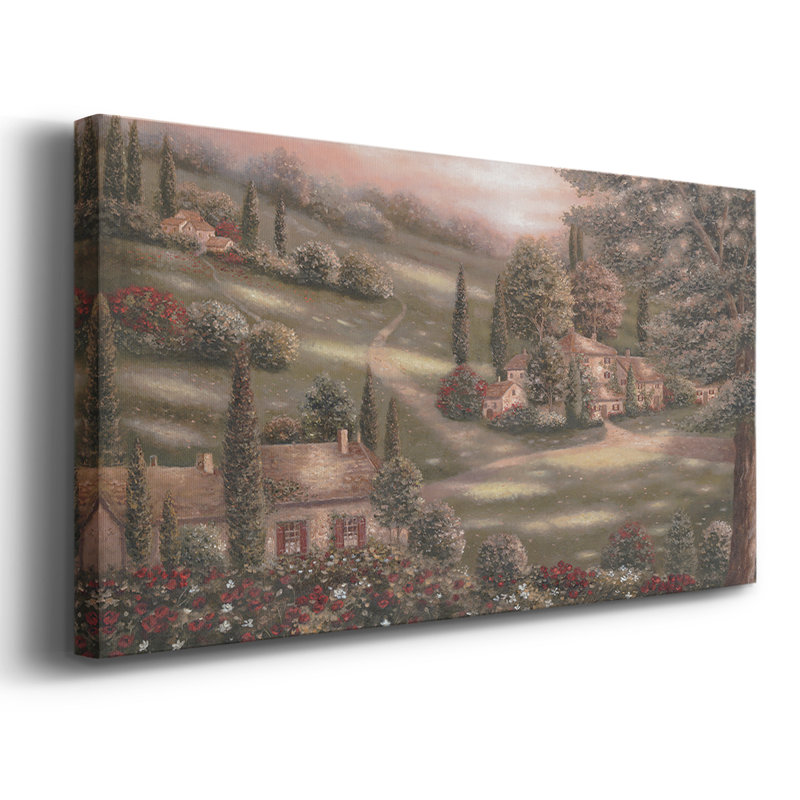 «Evening in Tuscany I», toile tendue avec châssis, prête à être accrochée, H 21 po x l 41 po, Doré