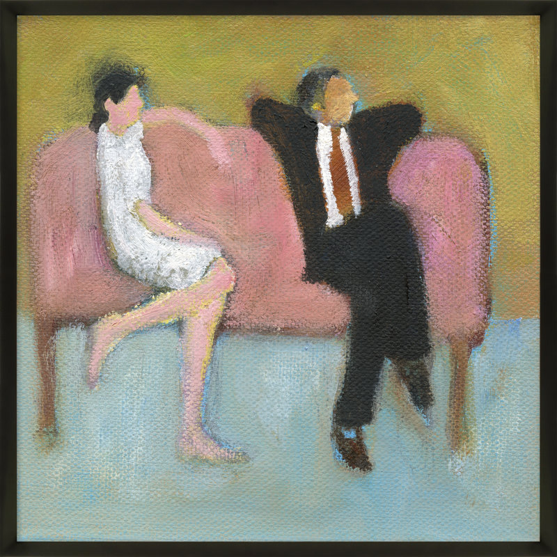 The Pink Couch Painting by Simon Schneiderman, Black, 16" H x 16" W x 1.25" D