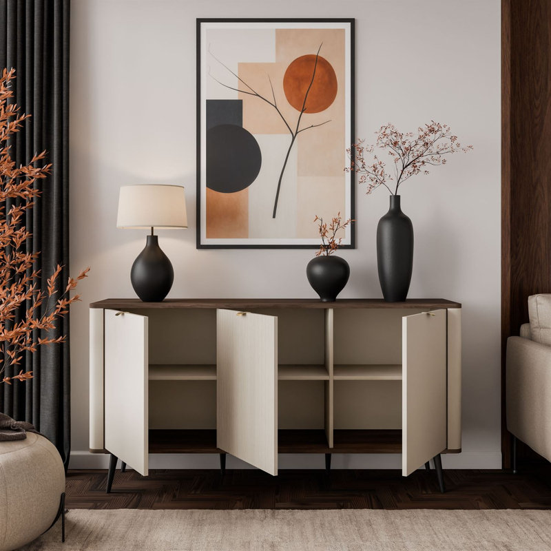 160cm Sideboard, cashmere / walnut