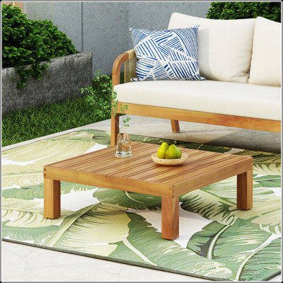 Table basse durable en bois d'acacia Oana / BRAVA avec design à lattes moderne pour l'extérieur