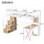 Lit mezzanine simple en métal avec poste de travail intégré, garde-robe, escalier de rangement et DEL, blanc