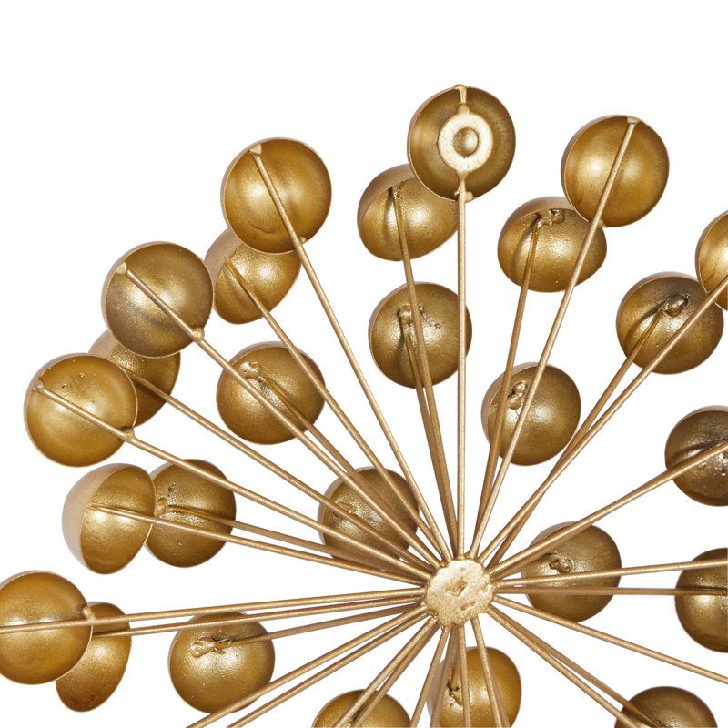 Gold Metal Starburst Wall Sculpture with Orb Detailing