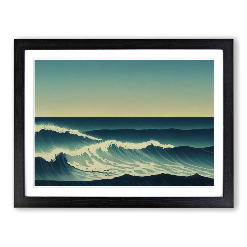XH1022-7170X Pretty Ocean Wave - Single Picture Frame Print, Black Framed, 46cm H x 64cm W x 2cm D