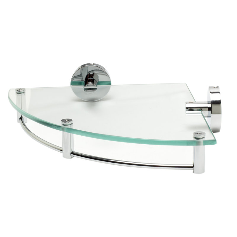 Polished Chrome Glass Corner Shower Shelf