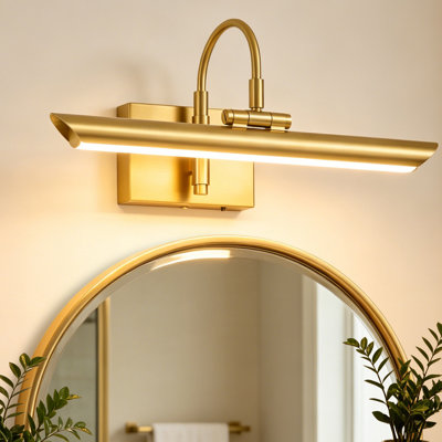 Dimmable Gold LED Wall Sconce Rotatable Metal Vanity Light