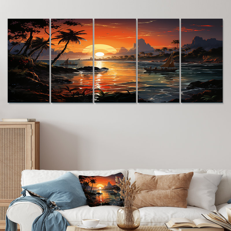 Art mural rétro 5 pièces, H 32 po x l 80 po
