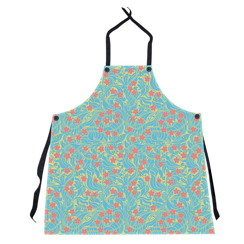 Floral Bib Apron, Yellow Blue/Pink