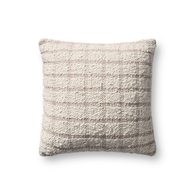 Coussin décoratif Magnolia Home par Joanna Gaines x Loloi Erin, Ivoire ivoire, Carré 18 po, Duvet/plume