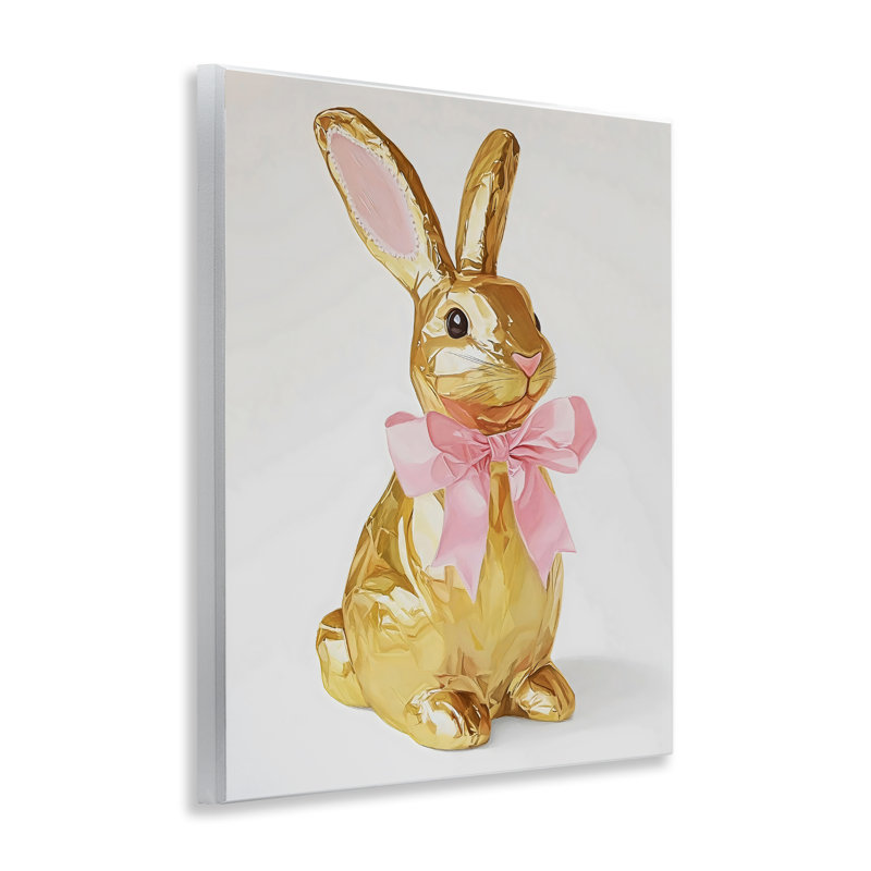 Plaque de lapin de Pâques doré avec ruban, design par The Prints Vibe