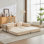 Canapé-lit convertible avec structure de forme fixe, sans assemblage requis, tissu chenille, pour le salon et la chambre à coucher, beige