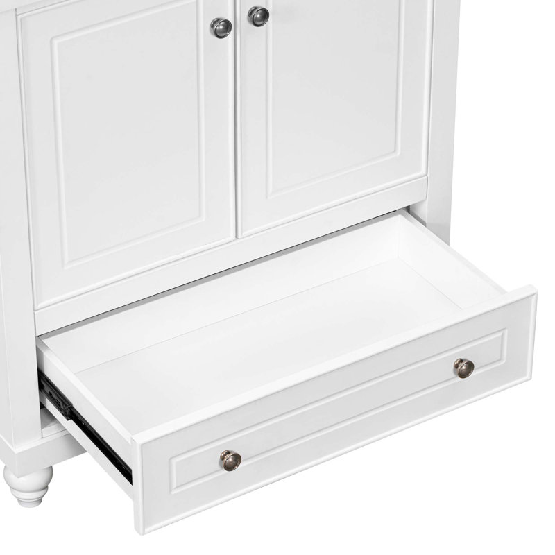 White 30" Freestanding Bathroom Vanity with Drawer and Doors