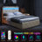 Full Size Bed Frame with 2 Storage Drawers and Wingback Headboard Velvet Upholstered Platform Bed Frame Tufted Beds with Wooden Slats Support, Easy Assembly, White-1613007754-1613007755