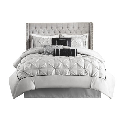 7 Piece Comforter Grey Queen - , Warm And Comfortable Bedding Ensemble Soft