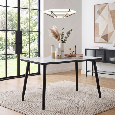 47.3" Modern Faux Marble Rectangular Dining Table for 4-6