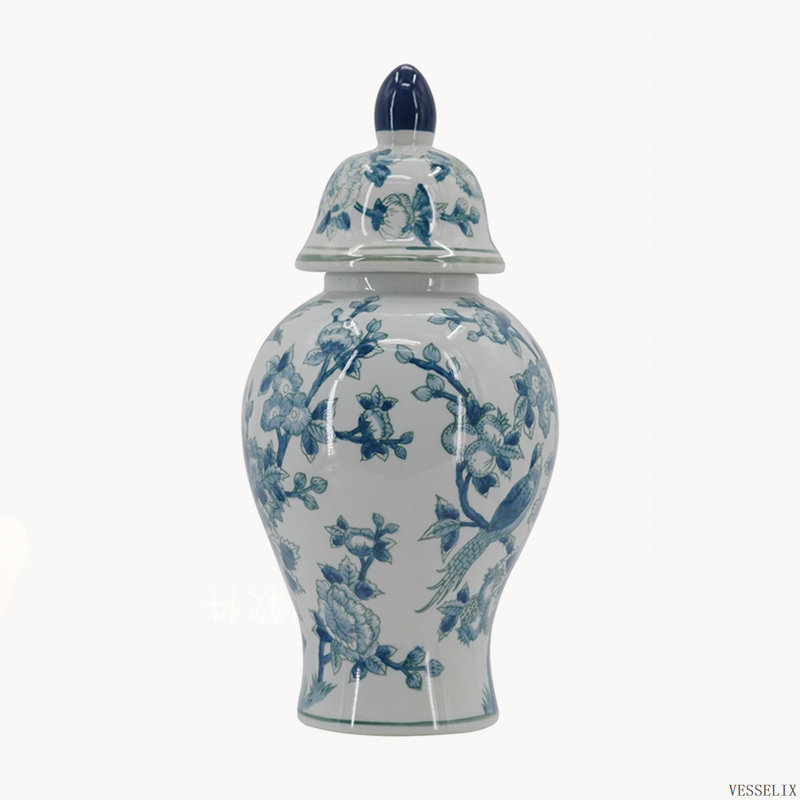 Pot à gingembre en porcelaine bleue et blanche, 20 x 16 x 26 cm
