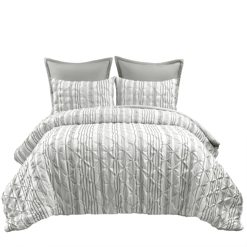 Ravello Pintuck 5 Piece Comforter Set, Gray, King
