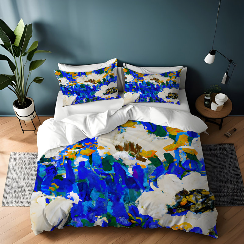 Floral Duvet Cover, King Duvet Cover + 2 King Shams