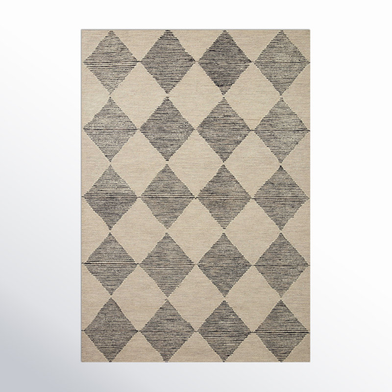 Chris Loves Julia x Loloi Francis Wool Beige / Charcoal Rug, Rectangle 8'6" x 12'
