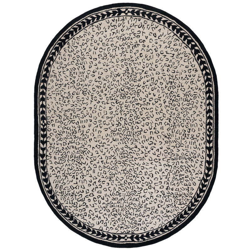 Chelsea Hand Hooked Wool Animal Print Rug, Oval 7'6" x 9'6"