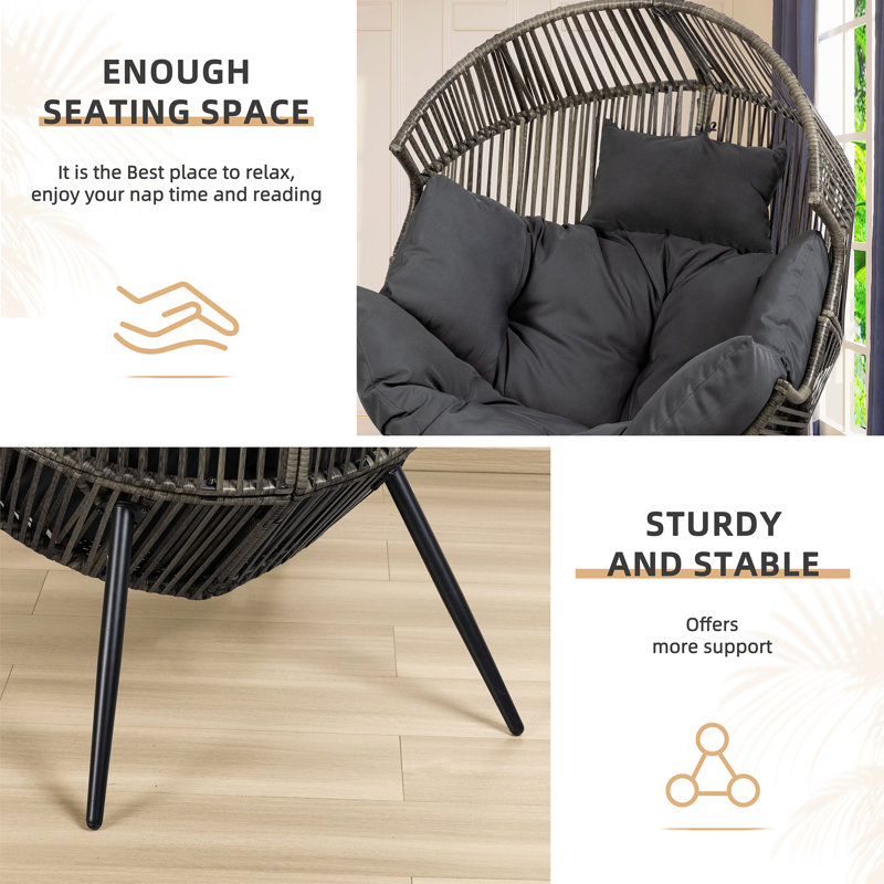 Fauteuil à œufs avec coussin Casi, Gris / Gris foncé