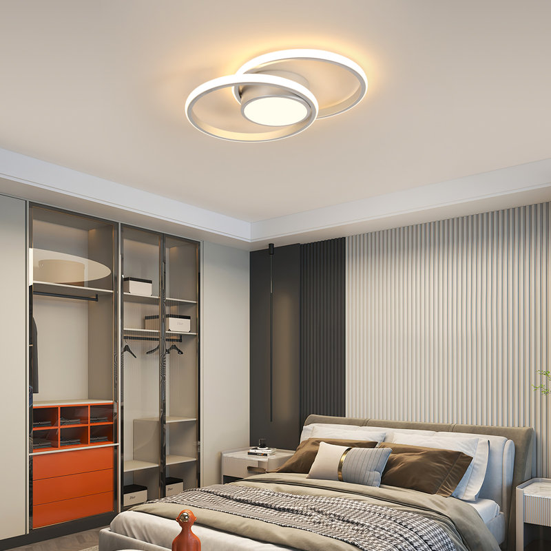 2-Light 40cm Oval LED Ceiling Light, Silver