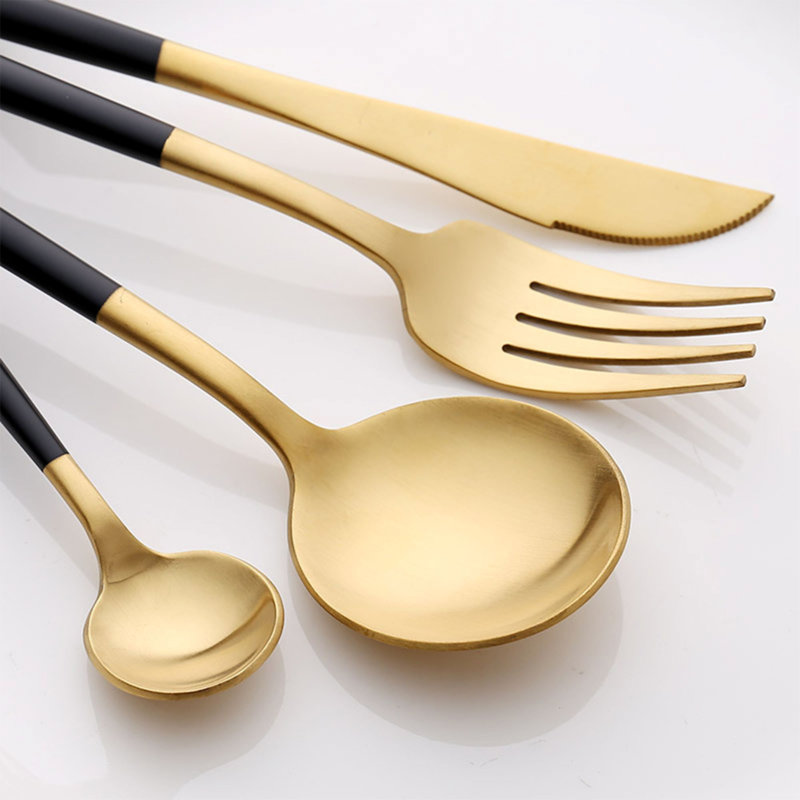 Royal Cutlery Set, Matte Gold/Black