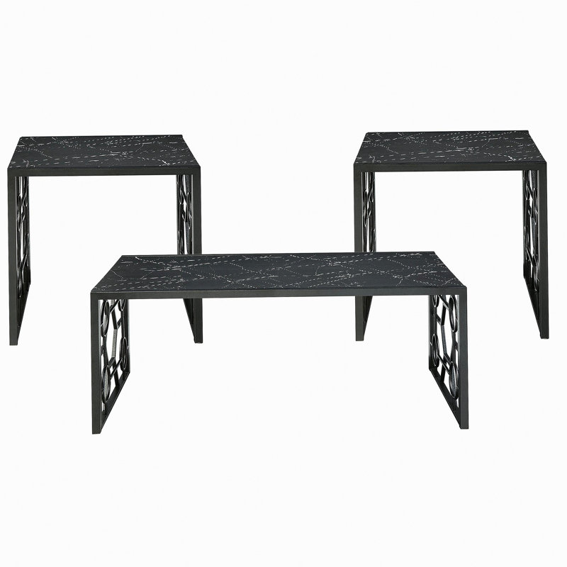 Ensemble de tables d'appoint 3 pièces Modern Modern Black Cocktail Table