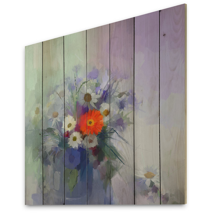 Red Barrel Studio® Delicate Pastel Purple Gerbera Flowers On Wood ...