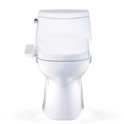 Toilette allongée une pièce 1,28 GPF TOTO® WASHLET + ® Carlyle® II et siège de bidet WASHLET + ® s2, blanc coton - MW6143346CEFG # 01