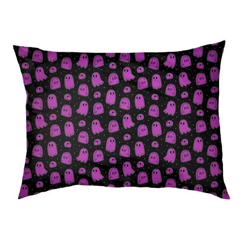 Coussin décoratif pour chien à l’extérieur pastel Campion, Grand (l 42,5 po x P 32,5 po x H 14 po), Noir / Mauve