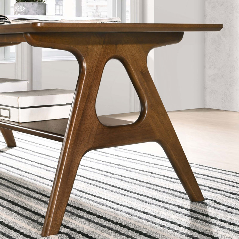Mid-Century Modern Wood End Table With Shelf